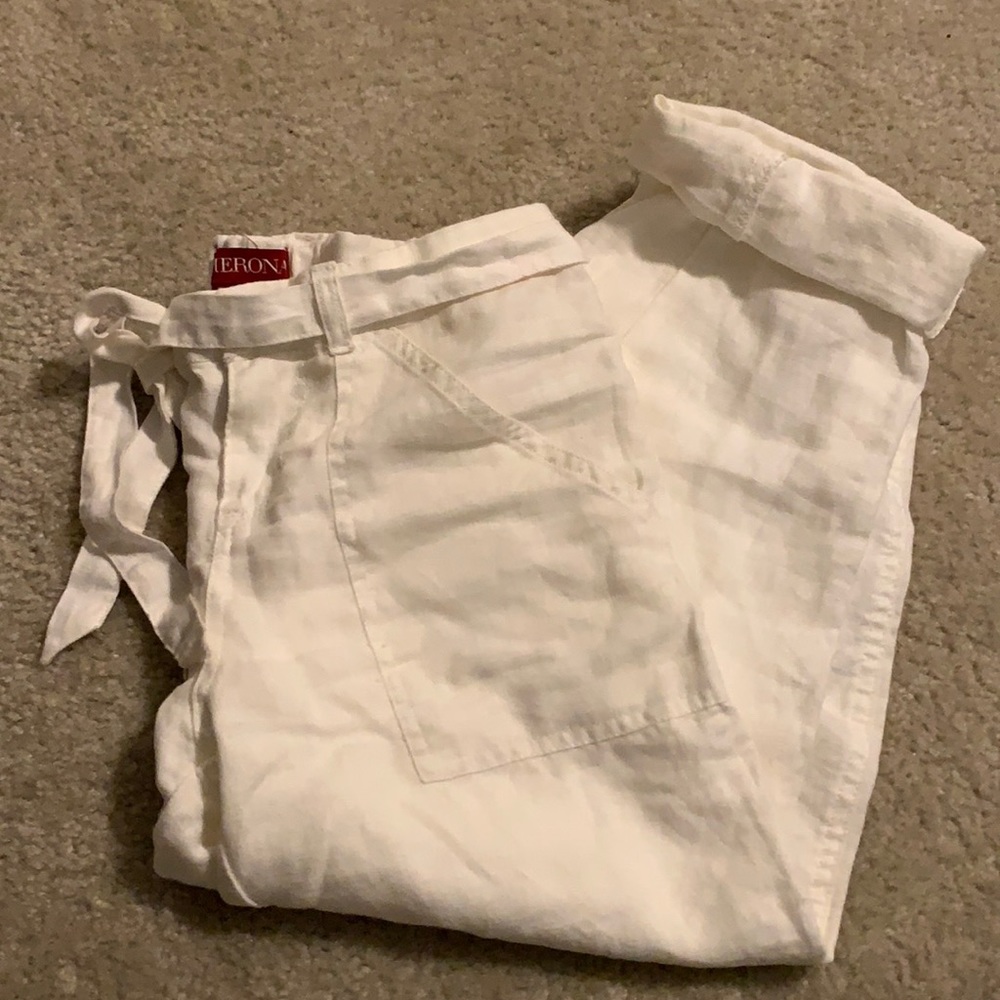 Merona Linen White Cropped Pants XS